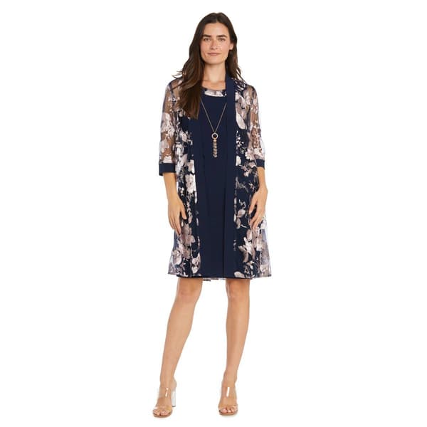 Petite R&amp;M Richards Floral Threadwork Jacket Dress - image 