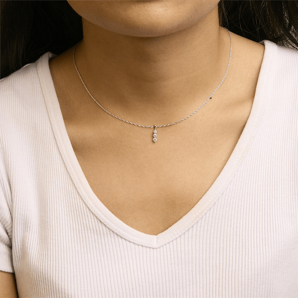 Haus of Brilliance Lab Grown Diamond 3-Stone Pendant Necklace