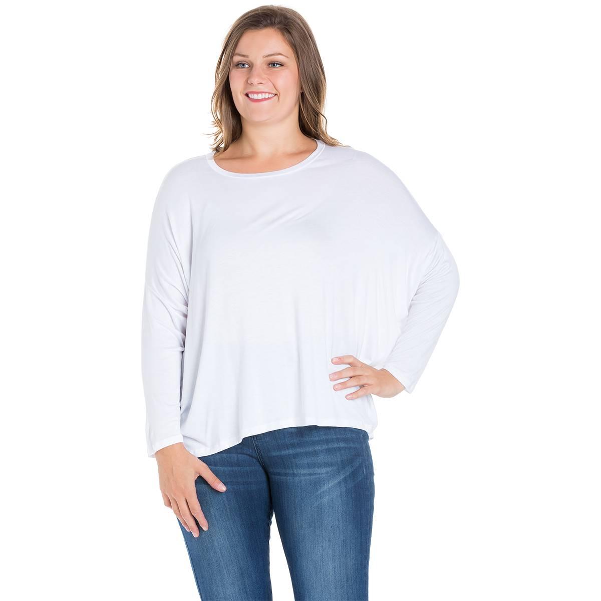 Plus Size 24/7 Comfort Apparel Dolman Long Sleeve Top