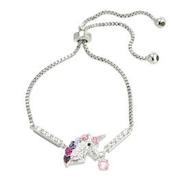 Crystal Critter Silver-Tone Pink Unicorn Adjustable Bolo Bracelet
