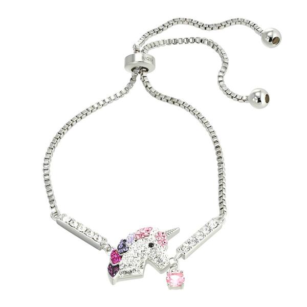 Crystal Critter Silver-Tone Pink Unicorn Adjustable Bolo Bracelet - image 