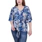 Womens NY Collection Elbow Sleeve Tie Front Crepe Leaf Blouse - image 2
