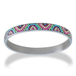Stainless Steel Crystal Accent Bangle Bracelet