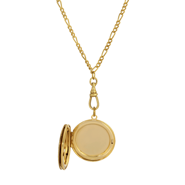 1928 14kt. Gold-Tone Pink Floral Decal Locket