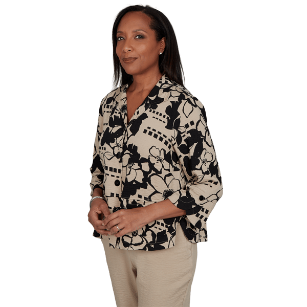 Womens Alfred Dunner Travel Advisory 3/4 Sleeve Floral Blouse