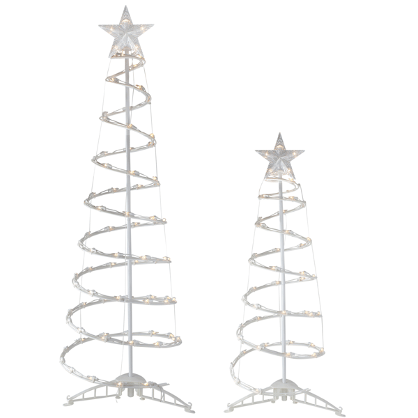Northlight Lighted Spiral Outdoor Christmas Trees - Set of 2