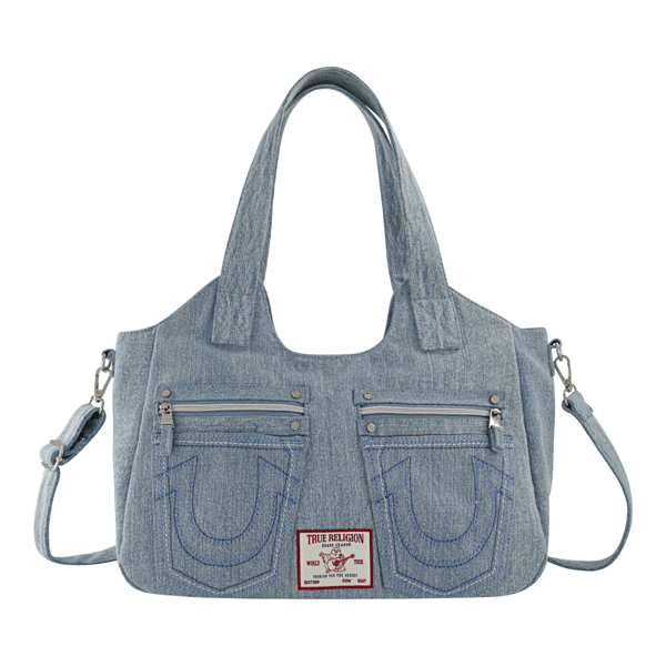 True Religion Horseshoe Stitch Denim Satchel