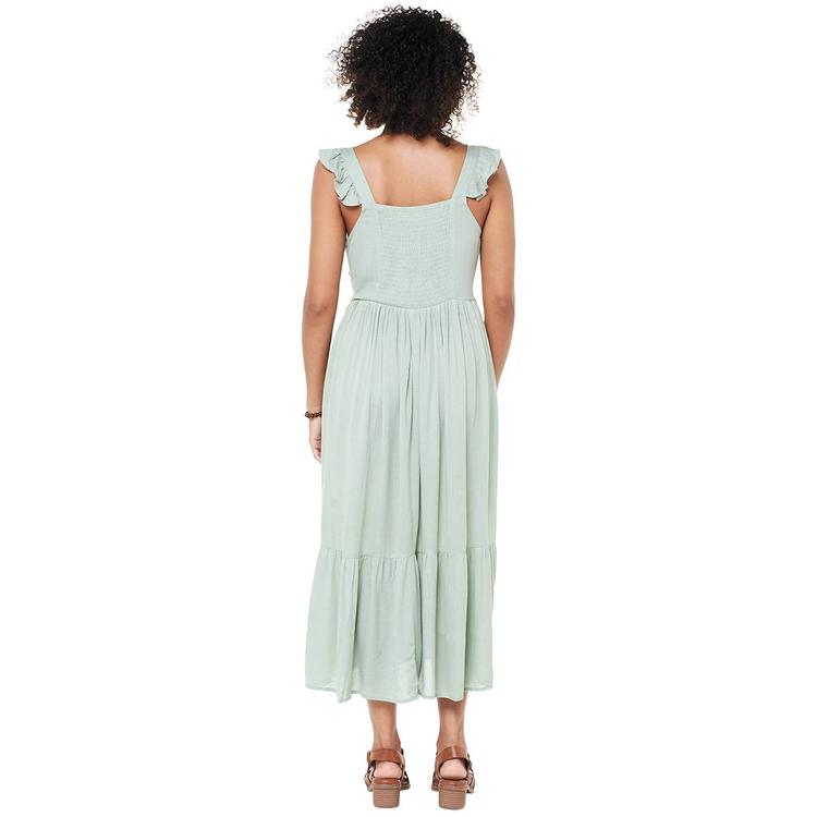 Womens BB Dakota Flutter Sleeve Lace Front Ruffle Hem Midi Dress