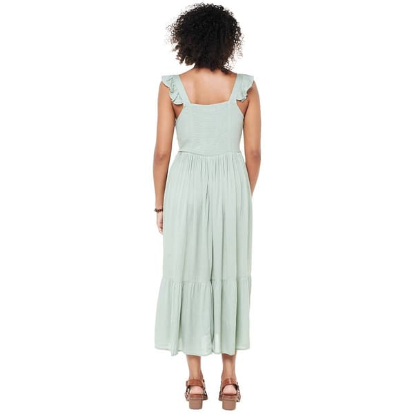 Womens BB Dakota Flutter Sleeve Lace Front Ruffle Hem Midi Dress