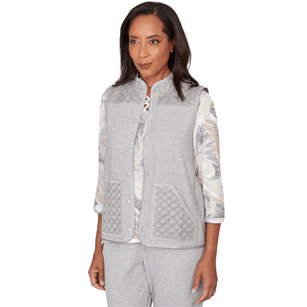 Womens Alfred Dunner Comfort & Joy Quilted Snap Front Vest