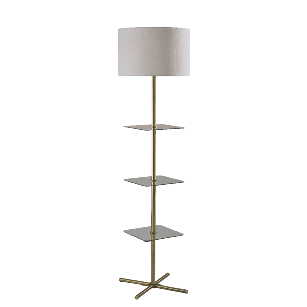 Adesso Imogen Shelf Floor Lamp with Linen Textured Fabric Shade - image 