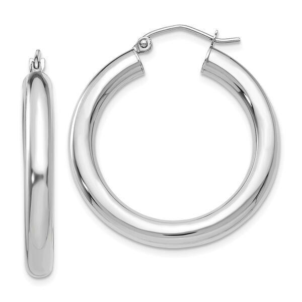 Gold Classics&#40;tm&#41; 14kt. Glossy White Gold 30mm Hoop Earrings - image 