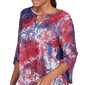 Petite Ruby Rd. Indigo Go Tie Dye Floral Keyhole Neck Blouse - image 5