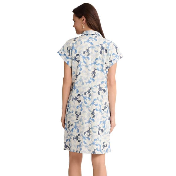 Petite Jones New York Short Sleeve Coastal Lobster Shift Dress