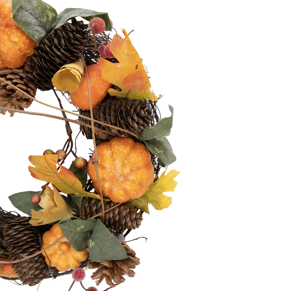 Northlight 13.5in. Pumpkin & Pinecone Fall Harvest Wreath