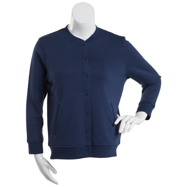 Plus Size Hasting & Smith Long Sleeve Fleece Baseball Cardigan - image 