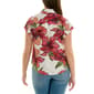 Womens Zac & Rachel Cap Sleeve Hibiscus Button Front Blouse - image 2