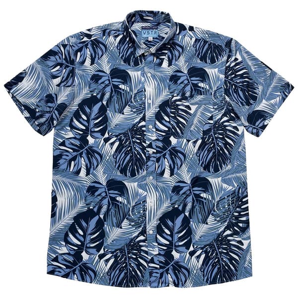 Mens Big & Tall VSTR Tropical Leaf Button Down Shirt - Black - image 