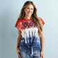 Womens OneWorld Short Sleeve Tie Dye Flag Tie Front Tee - image 1