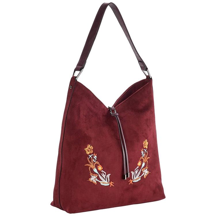 Sam & Hadley Embroidered Suede Hobo