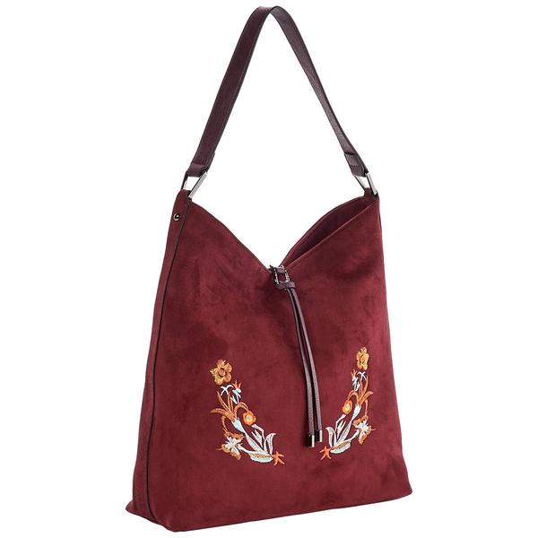 Sam & Hadley Embroidered Suede Hobo