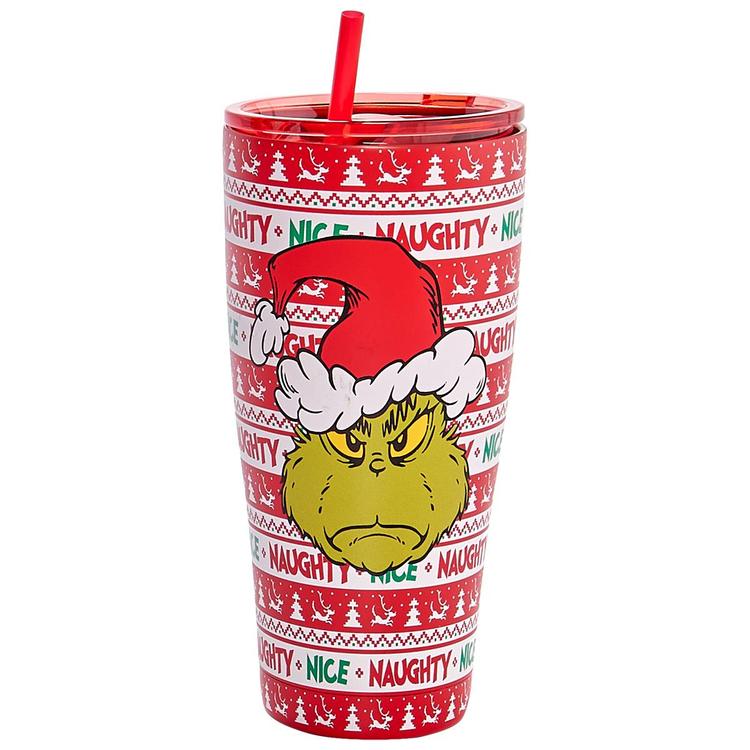 R Squared Grinch Ugly Sweater Stainless Steel Tumbler with Straw