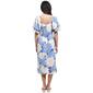 Womens Luxology Puff Sleeve Floral Linen Midi Challis Dress - image 2