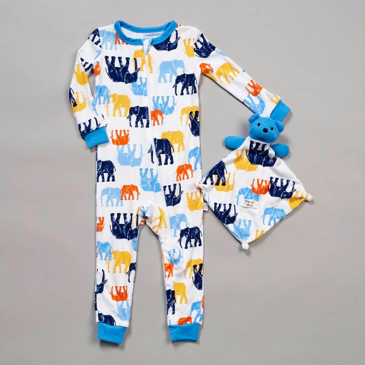 Baby Unisex (12-24M) Sleep On It® Elephant Pajamas & Blanket Bud