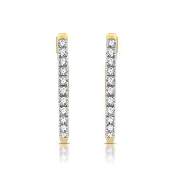 Nova Star&#174; Gold Plated 1/4ctw. Lab Grown Diamond Hoop Earrings