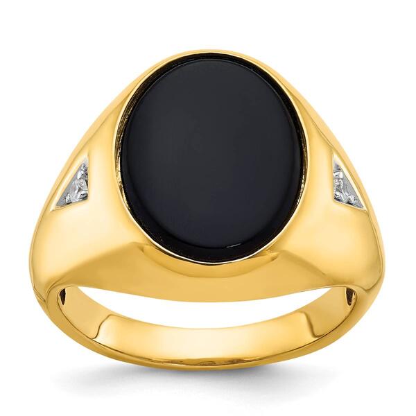 Mens Gentlemens Classics&#40;tm&#41; 14kt. Gold Onyx 1/15ctw. Diamond Ring - image 