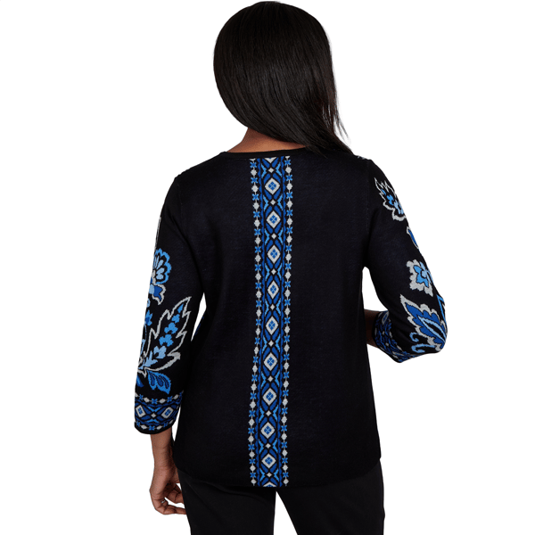 Womens Alfred Dunner Dinner Theater Keyhole Jacquard Sweater