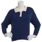 Juniors Freshman Mossy Cable Knit Polo Pullover Sweater - image 1