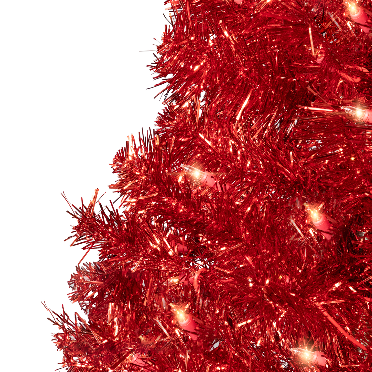 Northlight 3ft. Pre-Lit Red Artificial Tinsel Christmas Tree