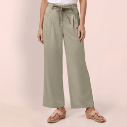 Womens Nicole Miller Wide Leg Drawstring Self Tie Suede Pants