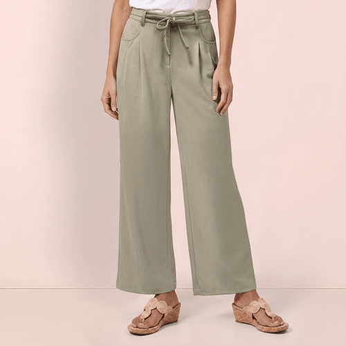 Womens Nicole Miller Wide Leg Drawstring Self Tie Suede Pants