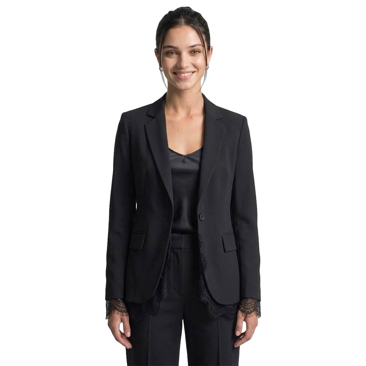 Juniors Love Tree Vertigo Lace Trim 1 Button Blazer