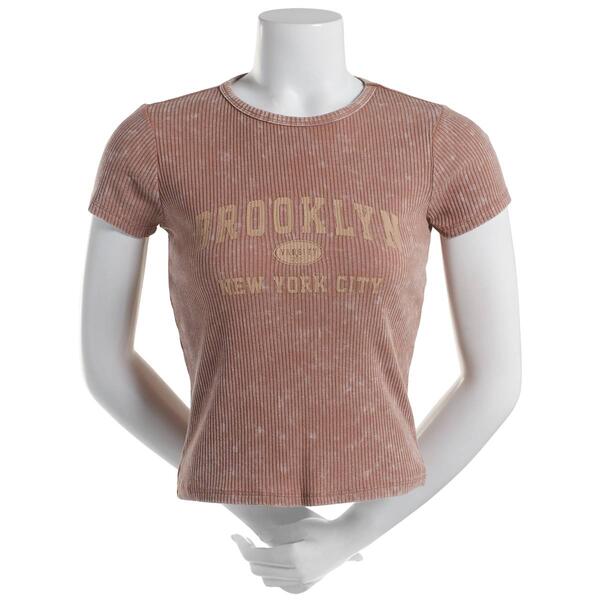 Juniors No Comment Brooklyn Ribbed Graphic Tee - image 