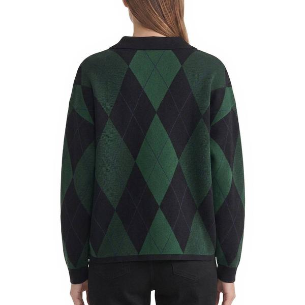 Womens Jones New York Long Sleeve Argyle Polo Sweater