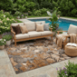 HomeRoots Chocolate Terracotta & Ivory Abstract Area Rug - image 1