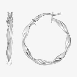Sterling Silver Twisted Ribbon Hoop Earrings