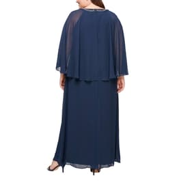 Plus Size SLNY Illusion Cape Sleeve Embellished Neck A-Line Dress