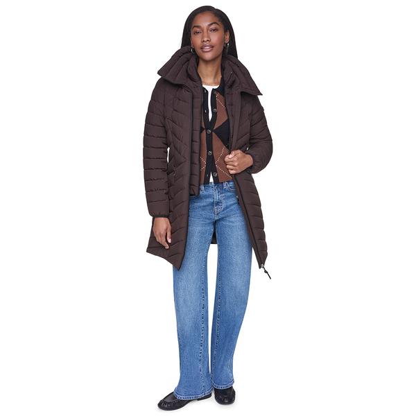Womens DKNY Stretch Down & Puffer Coat with Bib