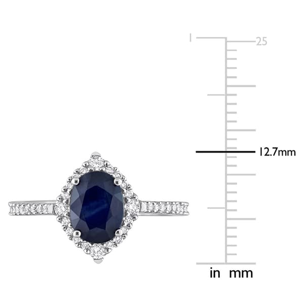 Gemstones Classics™ 14kt. White Gold Sapphire & Diamond Halo Ring