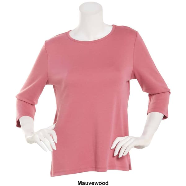 Petite Hasting &amp; Smith 3/4 Sleeve Solid Open Crew Neck Top