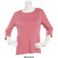 Petite Hasting &amp; Smith 3/4 Sleeve Solid Open Crew Neck Top - image 5