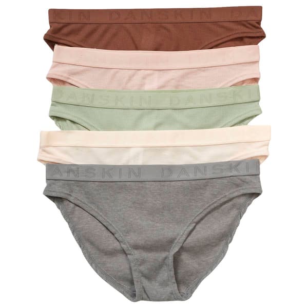 Womens Danskin 5pk. Rib Hipster w/ Logo Band DS6183-5PKH - image 