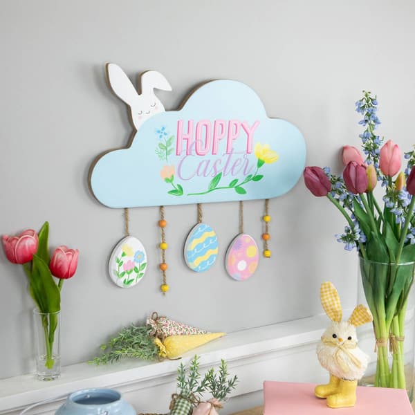 Northlight Seasonal Hoppy Easter Bunny and Eggs Wall Sign