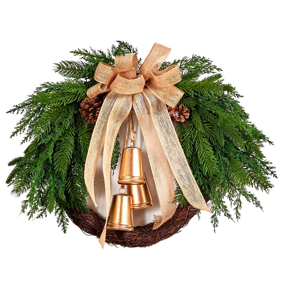Ashley Cooper(tm) Cedar/Pine/Bell/Bow Half Wreath