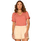 Womens Democracy Short Ruch Sleeve V Neck Stripe Blouse - image 1