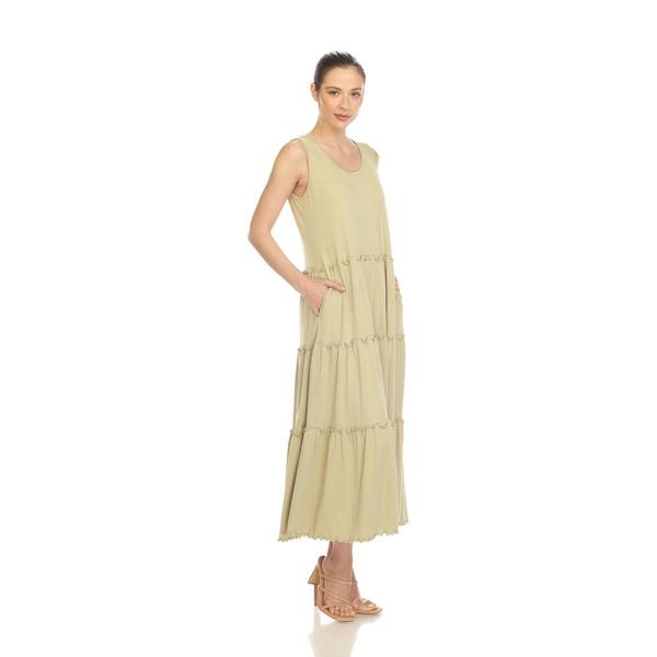 Womens White Mark Scoop Neck Tiered Midi Dress